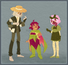 Image of the trio standing together, Wheatly the tallest on the left, Venus the shortest in the middle and Pudica the cutest on the right